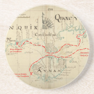 An Authentic 1690 Pirate Map (with embellishments) Coaster