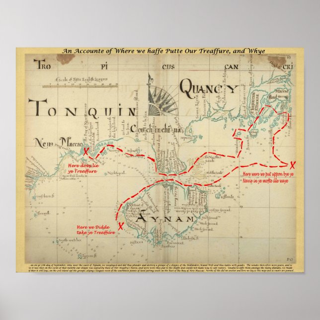 An Authentic 1690 Pirate Map (with embellishments) Poster (Front)