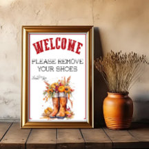 An Autumn Themed Please Remove Shoes Sign