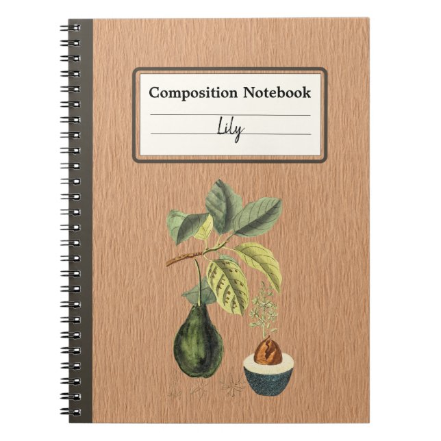 An Avocado on a Branch Personalised Composition Notebook (Front)