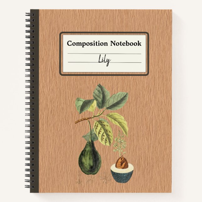 An Avocado on a Branch Personalised Composition Notebook (Front)