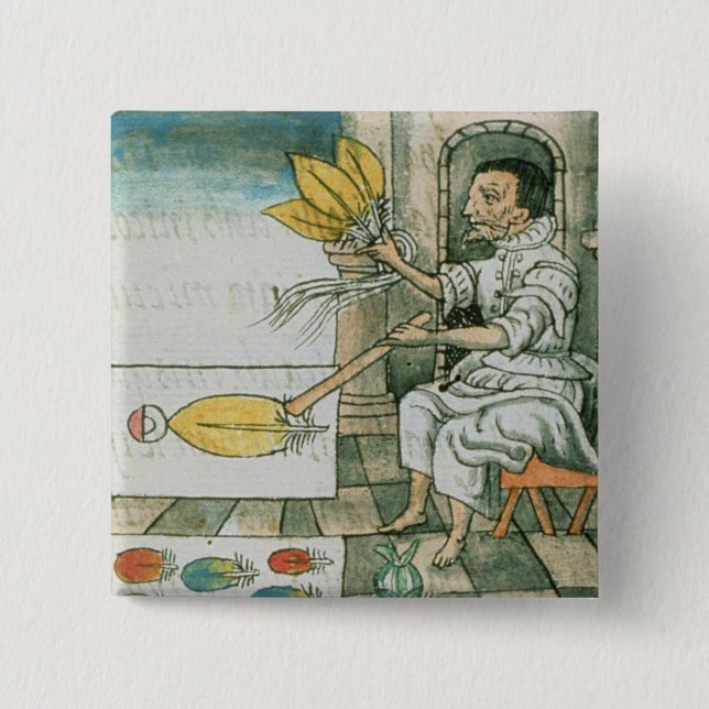 An Aztec feather artisan 15 Cm Square Badge (Front)