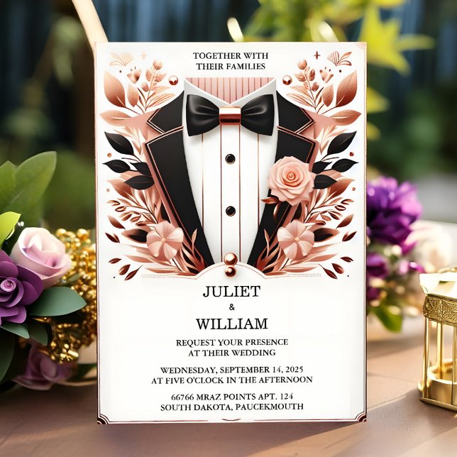 An Costume Men Adult Tuxedo Bold Black Tie Wedding Invitation (Creator Uploaded)