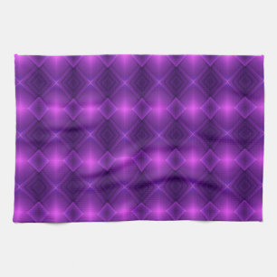 An display a purple patterned tapestry tea towel