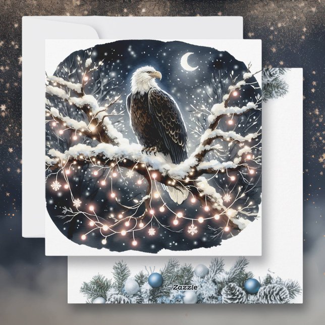 An Eagle atop a Snow filled Branch Christmas Holiday Card (Creator Uploaded)