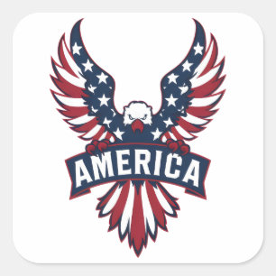 An eagle in the colors of the American flag. Square Sticker