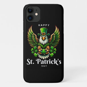 an eagle with green leprechaun hat iPhone 11 case