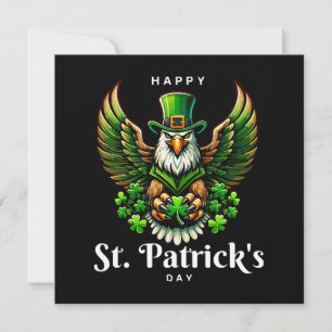 an eagle with green leprechaun hat invitation