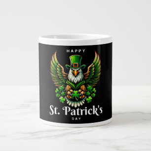 an eagle with green leprechaun hat large coffee mug