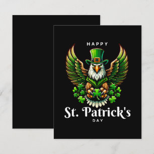 an eagle with green leprechaun hat RSVP card