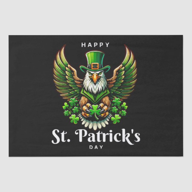 an eagle with green leprechaun hat tissue paper (Front)