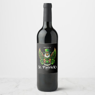 an eagle with green leprechaun hat wine label