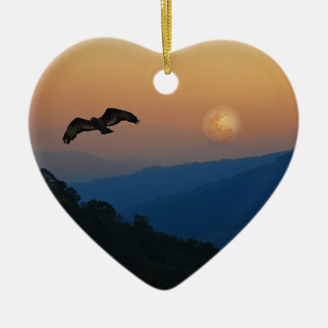 An eagles ascent at fullmoon ceramic ornament (Front)