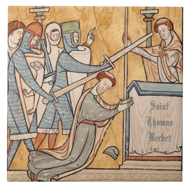 An Early Martyrdom of St. Thomas Becket in Art Ceramic Tile (Front)