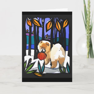 AN EARLY SNOW Chow papercut Card