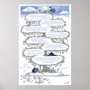 An Edward Lear New Year Illustrated Poem Poster