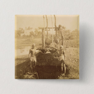 An Egyptian Irrigation Machine on the Banks of the 15 Cm Square Badge