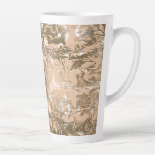 An elaborate paisley pattern in blue and brown, hi latte mug