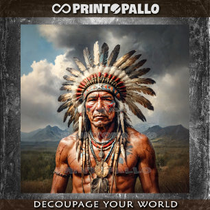 An elderly Indian chief with a feathered headdress Tissue Paper