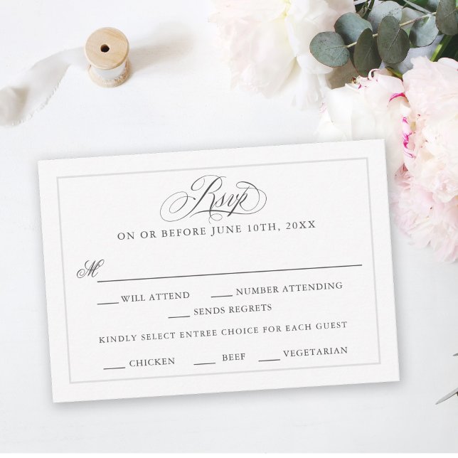 An Elegant Affair Wedding RSVP with Entree Choices (Creator Uploaded)