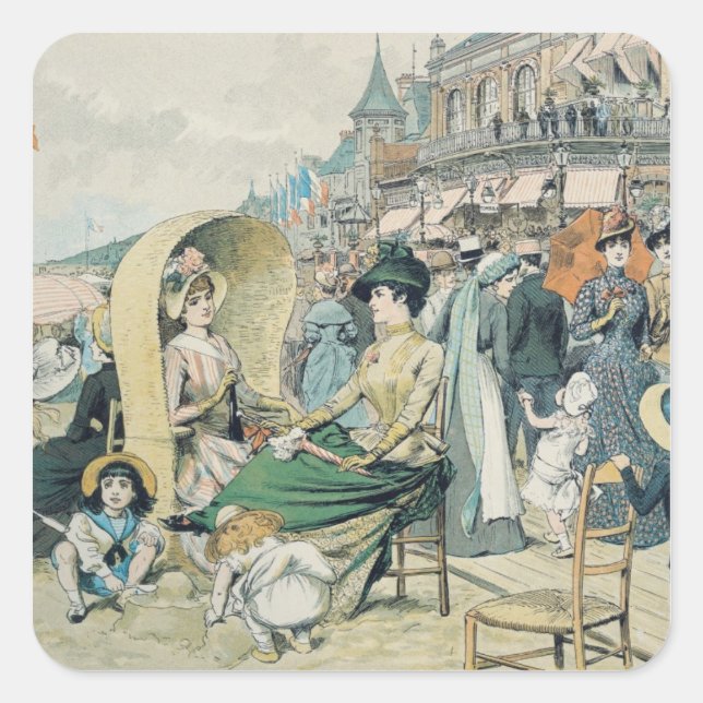 An Elegant Beach, 1887 Square Sticker (Front)