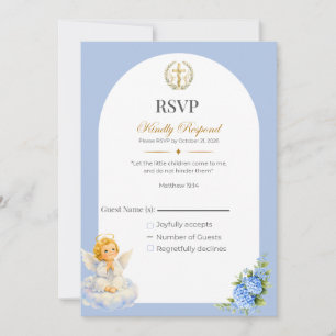 An Elegant Blue &Gold Baptism RSVP Announcement