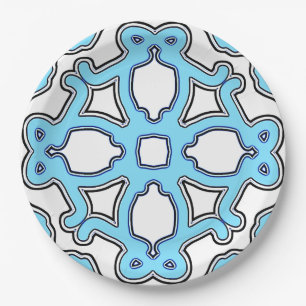 An elegant blue & white classic design  paper plate