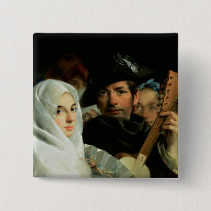An Elegant Couple from Madrid, c.1770 15 Cm Square Badge