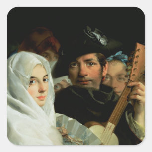 An Elegant Couple from Madrid, c.1770 Square Sticker