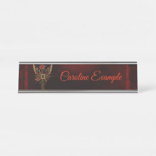 An elegant cross desk name plate
