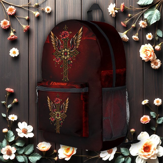 An elegant cross printed backpack (Creator Uploaded)