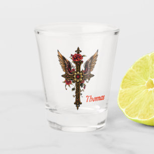 An elegant cross shot glass