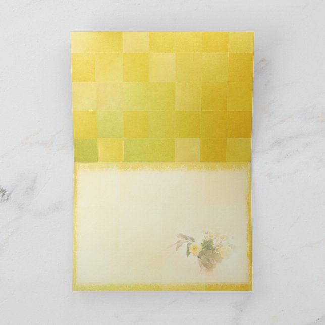 an elegant double-fold invitation of a yellow rose (Inside)