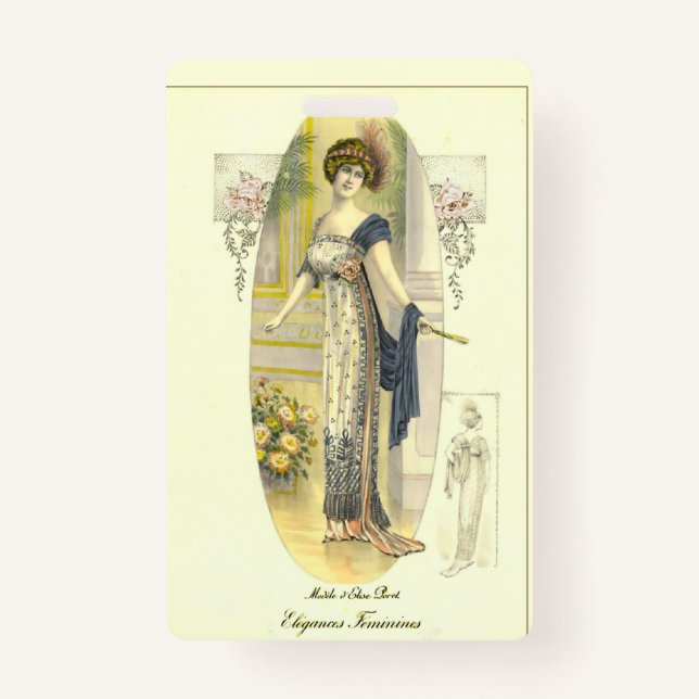 An elegant Fashion Plate Personalised Bookmark  ID Badge (Front)