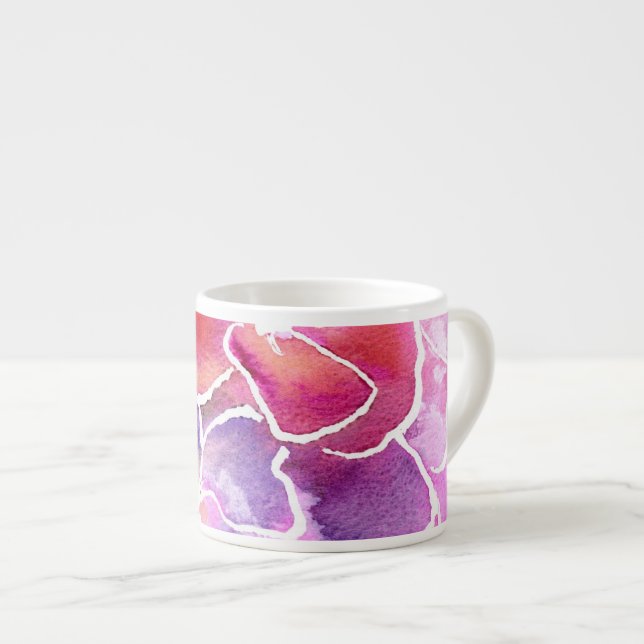 An Elegant Floral Pink and Mauve Espresso Mug (Front Right)