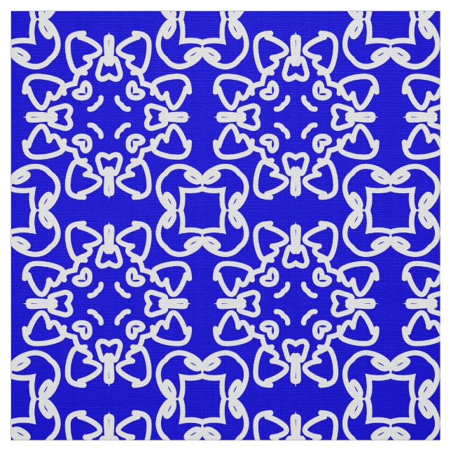An elegant geometric blue & white fabric pattern  (Swatch)