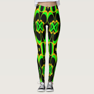 An elegant green & black "Ratti_Creative_Arts"  Leggings