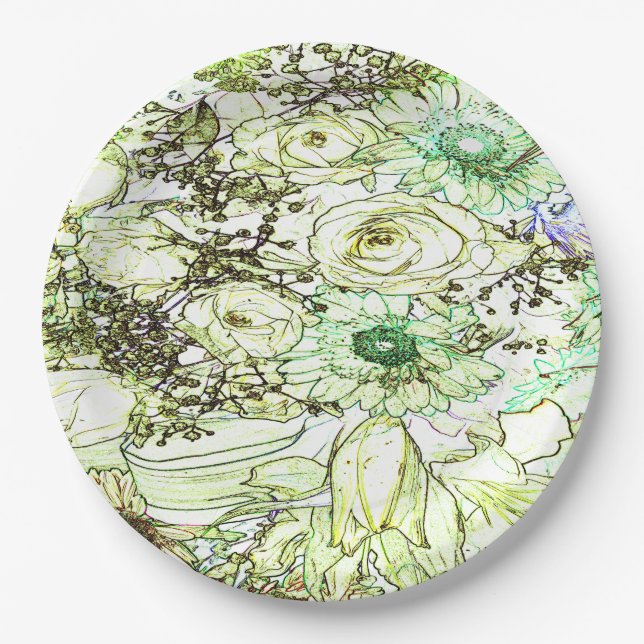 An elegant green colour classic design  paper pl plate (Front)