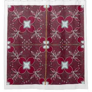 An elegant magenta colour floral pattern  shower curtain
