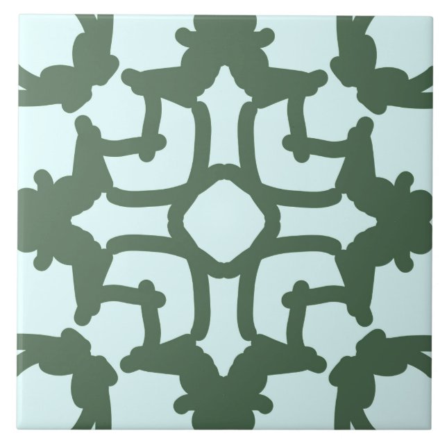 An elegant modern floral green design  ceramic til ceramic tile (Front)