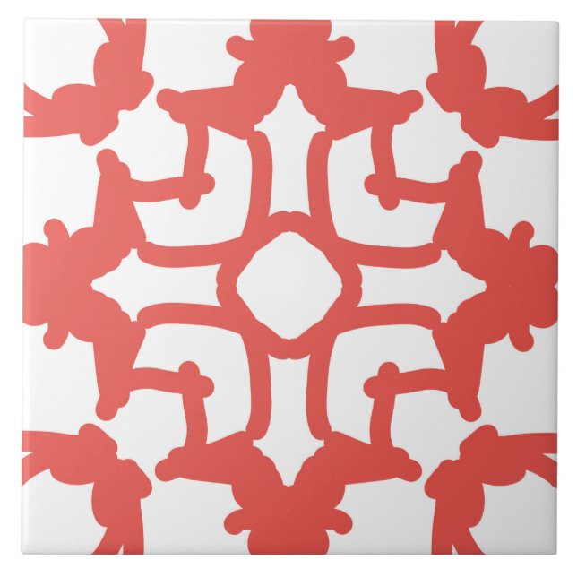 An elegant modern floral red design  ceramic til tile (Front)