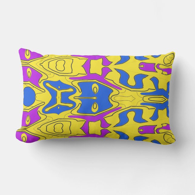 An elegant multicolor fabric pattern design  lumba lumbar cushion (Front)