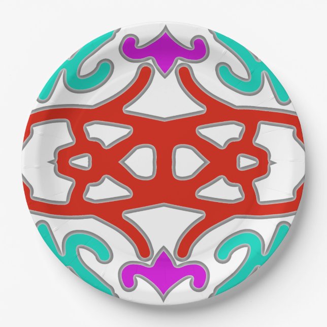 An elegant multiple colour classic design  paper plate (Front)
