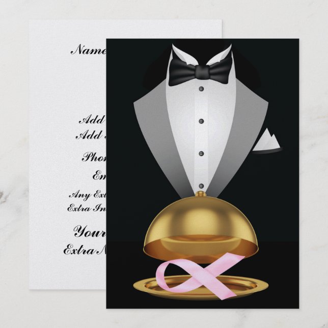 An Elegant Pink Ribbon Cancer Awareness Event Invitation (Front/Back)