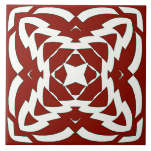 An elegant red & white classic design  ceramic tile