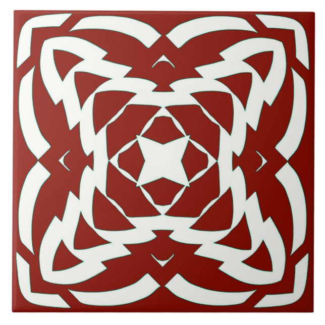 An elegant red & white classic design  ceramic tile (Front)
