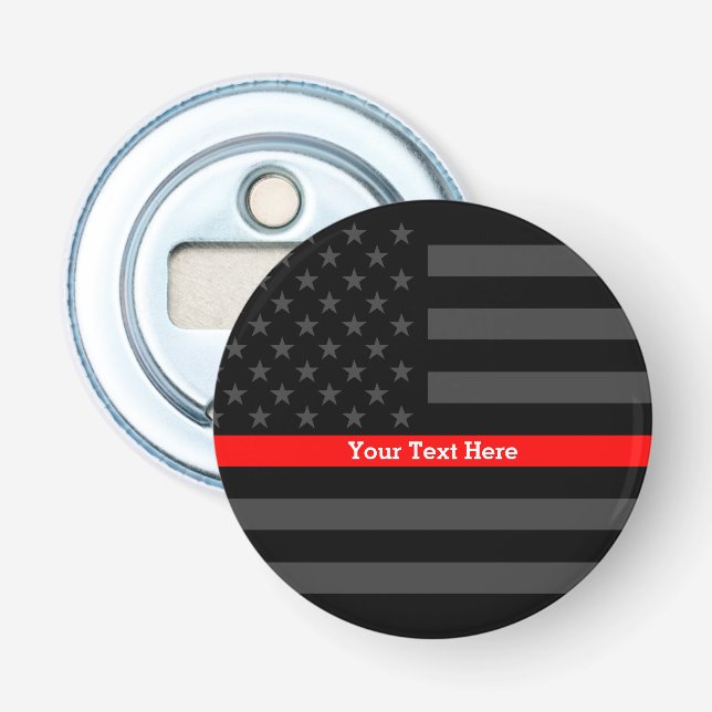 An Elegant Thin Red Line US Flag Personalised Bottle Opener (Front)