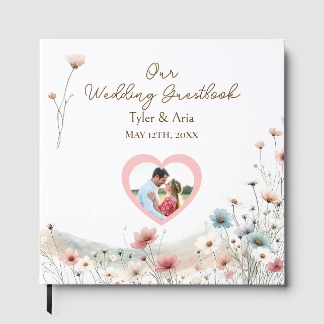 An Elegant Watercolor Wildflowers Wedding Guest Book (Front)