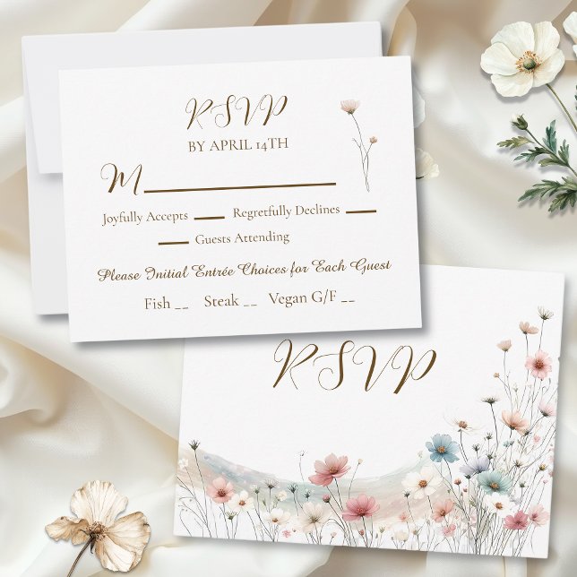 An Elegant Watercolor Wildflowers Wedding RSVP Card (Creator Uploaded)