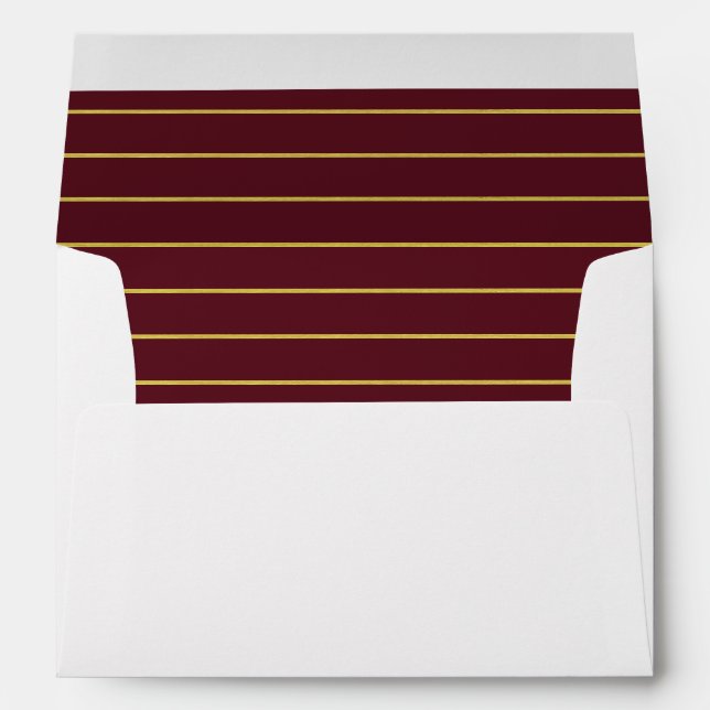 An elegant wedding envelope in Burgundy and Gold (Back (Bottom))